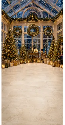 Fond photo Noël — Véranda vitrée féerique