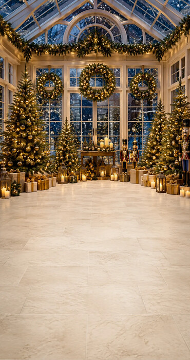 Fond photo Noël — Véranda vitrée féerique