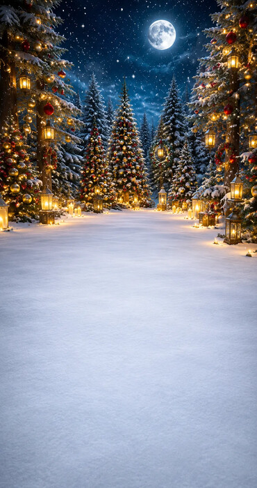 Fond photo Noël — Forêt enchantée illuminée