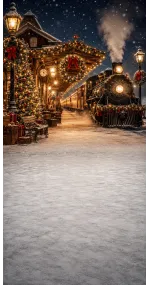 Fond photo Noël — Gare & train de Noël