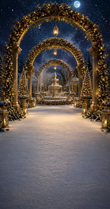 Fond photo Noël — Palais de glace féerique