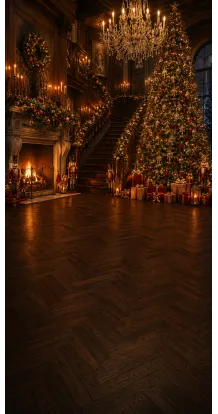 Fond photo Noël — Manoir & grand escalier