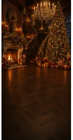 Fond photo Noël — Manoir & grand escalier