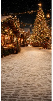 Fond photo Noël — Marché de Noël illuminé