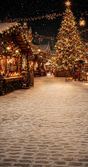 Fond photo Noël — Marché de Noël illuminé