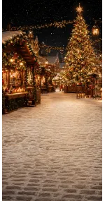 Fond photo Noël — Marché de Noël illuminé