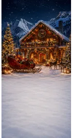 Fond photo Noël — Chalet & traîneau du Père Noël