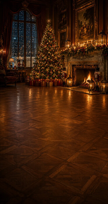Fond photo Noël — Salon bourgeois & tableaux