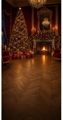 Fond photo Noël — Salon classique rouge & or