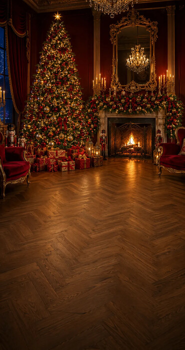 Fond photo Noël — Salon classique rouge & or
