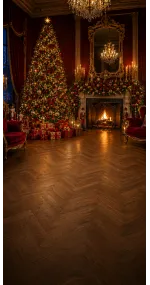 Fond photo Noël — Salon classique rouge & or