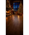 Fond photo Noël — Chalet & baie vitrée sur montagnes