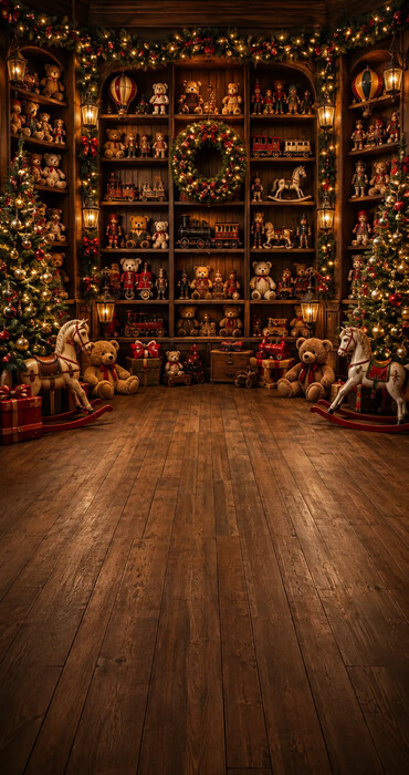 Fond photo Noël — Magasin de jouets vintage