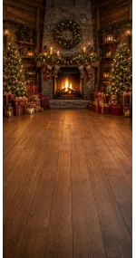Fond photo Noël — Chalet & grande cheminée