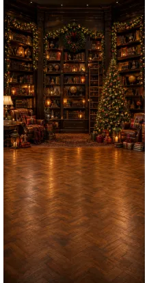 Fond photo Noël — Bibliothèque & rayonnages