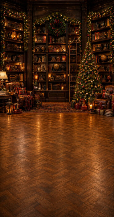 Fond photo Noël — Bibliothèque & rayonnages
