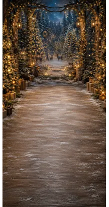 Fond photo Noël — Forêt enchantée & cerfs