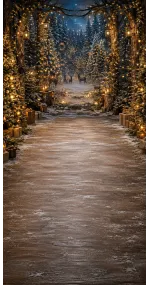 Fond photo Noël — Forêt enchantée & cerfs