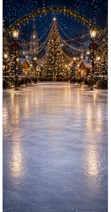 Christmas photo backdrop Ice rink at the Christmas market