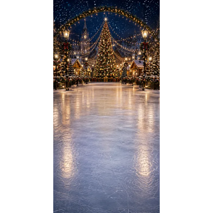 Christmas photo backdrop Ice rink at the Christmas market