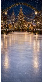 Christmas photo backdrop Ice rink at the Christmas market