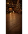 Christmas photo backdrop Chalet lounge by candlelight
