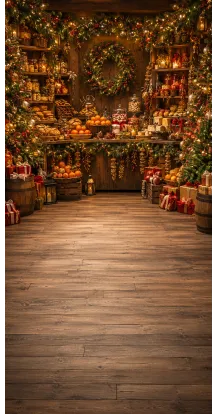 Christmas photo backdrop Cosy rustic market