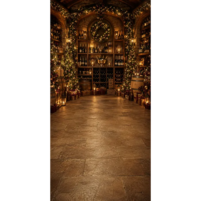 Christmas photo backdrop Christmas champagne cellar