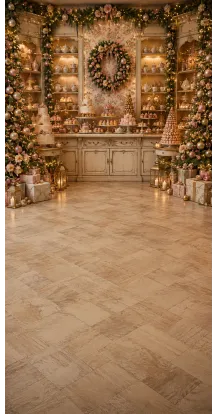Christmas photo backdrop Enchanted tea room