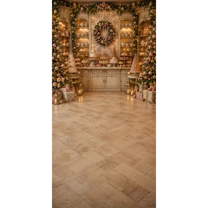 Christmas photo backdrop Enchanted tea room
