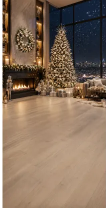 Christmas photo backdrop Luxurious lounge with a night view