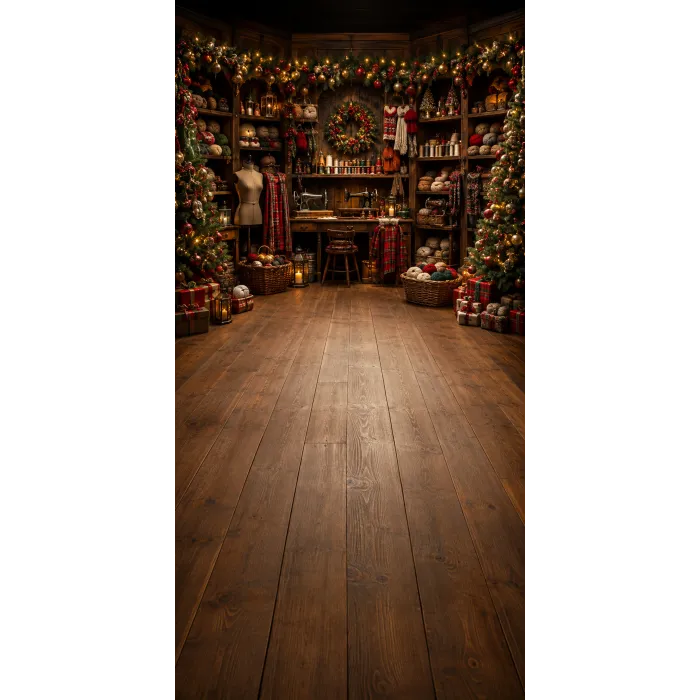 Christmas photo backdrop Christmas sewing workshop