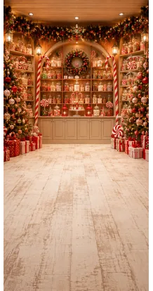 Christmas photo backdrop Magical candy shop