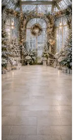 Christmas photo backdrop Frosted glowing greenhouse