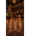 Christmas photo backdrop Library by the fireside