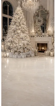 Christmas photo backdrop White & silver lounge