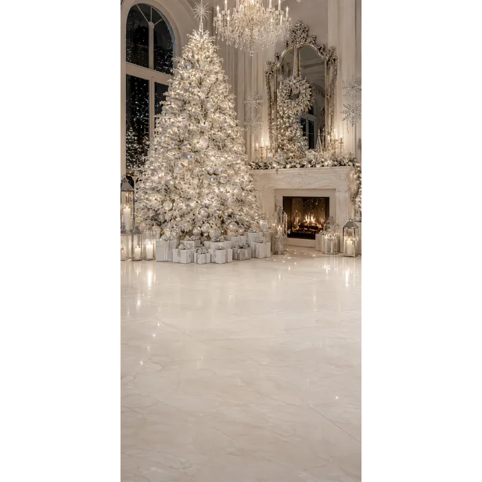 Christmas photo backdrop White & silver lounge