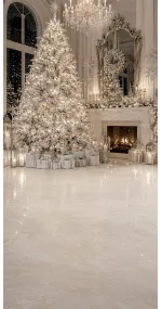 Christmas photo backdrop White & silver lounge