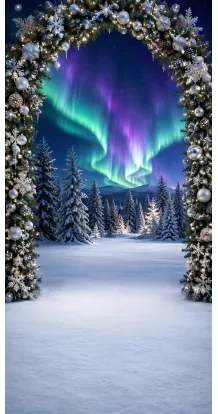 Christmas photo backdrop Arch under the northern lights