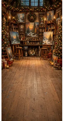 Christmas photo backdrop Enchanted artist's studio