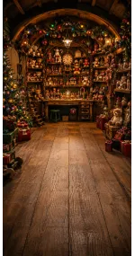 Christmas photo backdrop Christmas elf's workshop