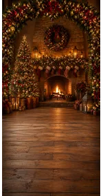 Christmas photo backdrop Cosy fireplace arch