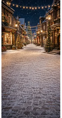 Christmas photo backdrop Christmas street in the snow