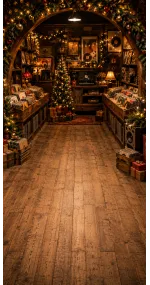 Christmas photo backdrop Vintage record shop