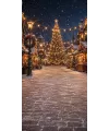 Christmas photo backdrop Great tree on the village square