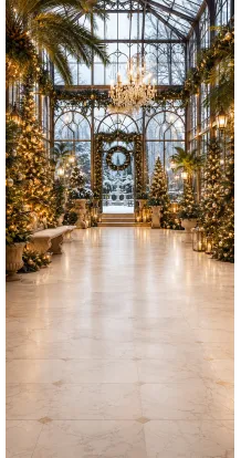 Christmas photo backdrop Luxurious Christmas orangery