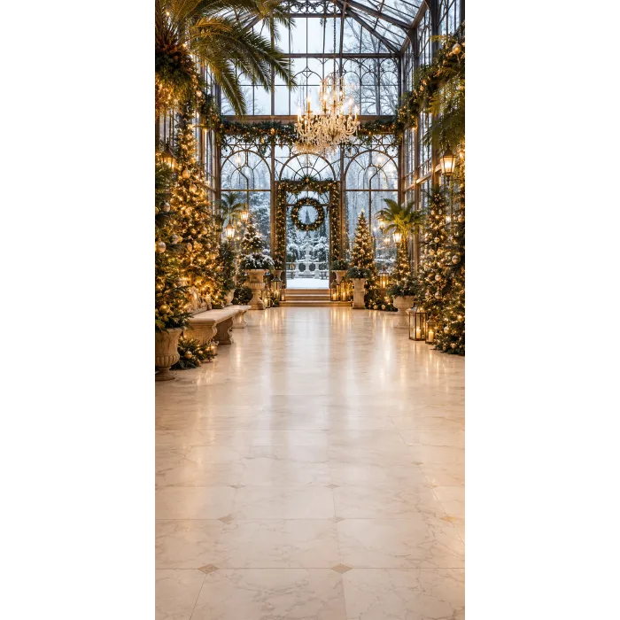 Christmas photo backdrop Luxurious Christmas orangery