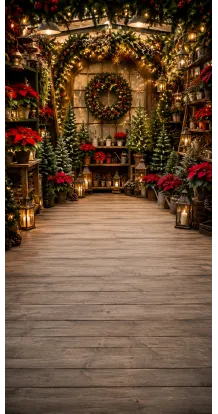 Christmas photo backdrop Rustic Christmas garden centre