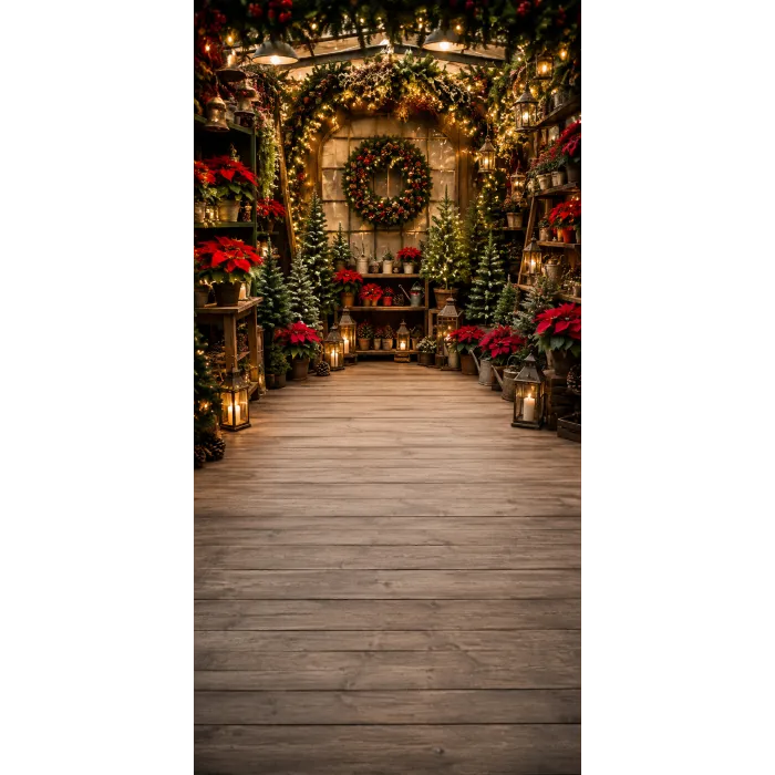 Christmas photo backdrop Rustic Christmas garden centre