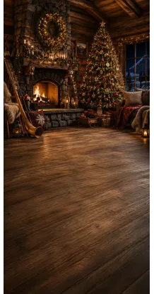 Christmas photo backdrop Rustic Swiss chalet